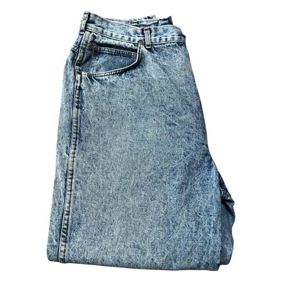 Vintage 70’s CHIC High Waisted Acid Wash Blue Mom Jeans / Sz 36 Made in USA NWOT - Picture 6 of 8